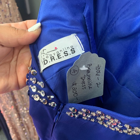 Blue Rhinestone Prom Dress - Picture 3 of 3